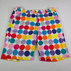 LOUDMOUTH Mens Sz 38 Golf Shorts Multicolored Polka Dots Casual Cotton Spandex